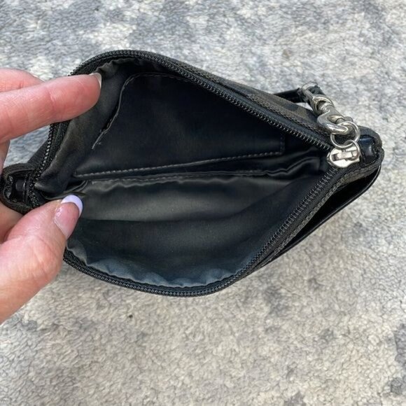 Coach Signature Zip Top Wristlet Pouch Monogram Black Dark Brown - Picture 15 of 16